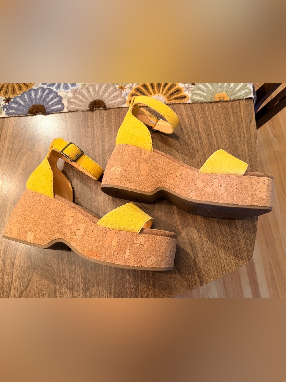 TOMS Yellow Laila Cork Platform Sandal - Picture 4 of 5